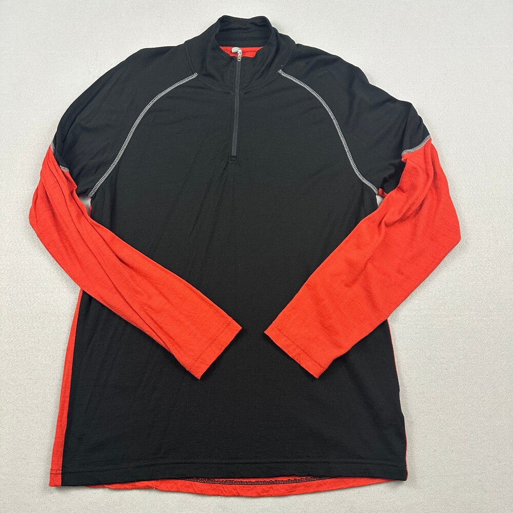 Smartwool Sweater Men Large Black 1/4 Zip Base Layer Pullover Outdoor Wool L